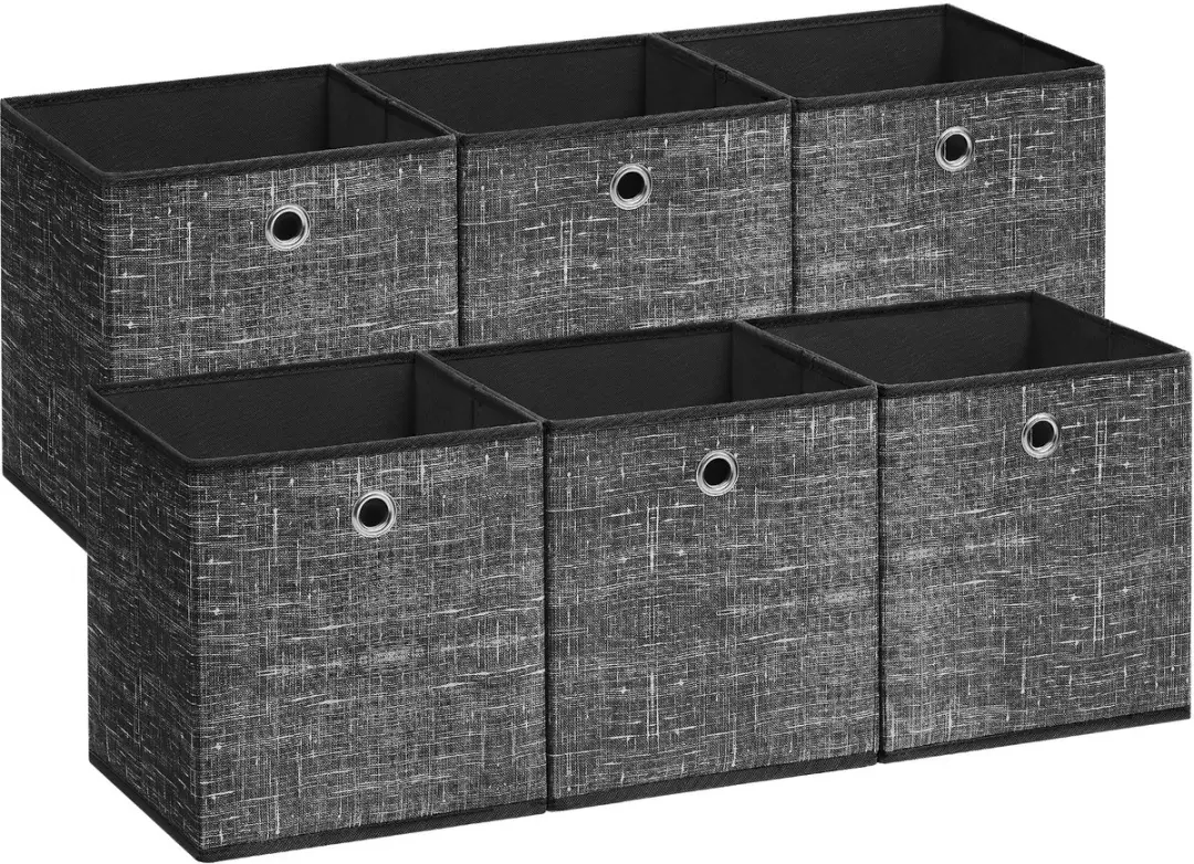 Songmics Opbergbox Set 6 Stuks - 19L - Zwart gemêleerd