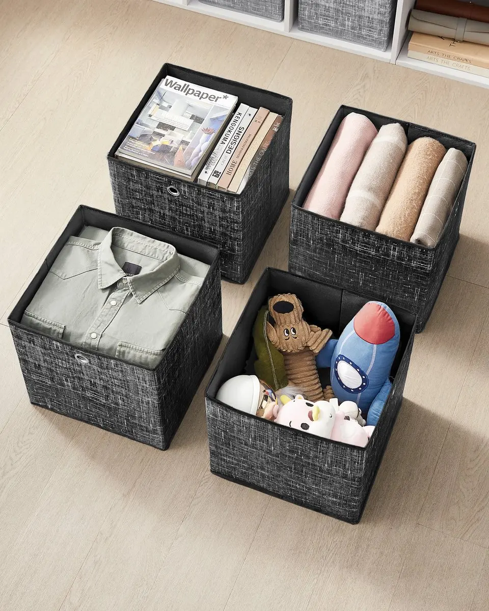 Songmics Opbergbox Set 6 Stuks - 19L - Zwart gemêleerd
