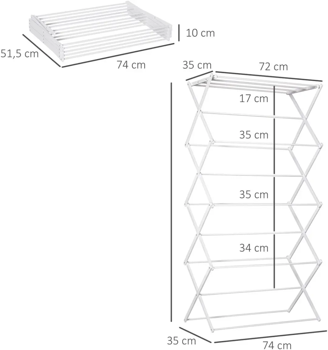 Homcom Opvouwbaar Wasrek 8-Traps 850-141 - Wit