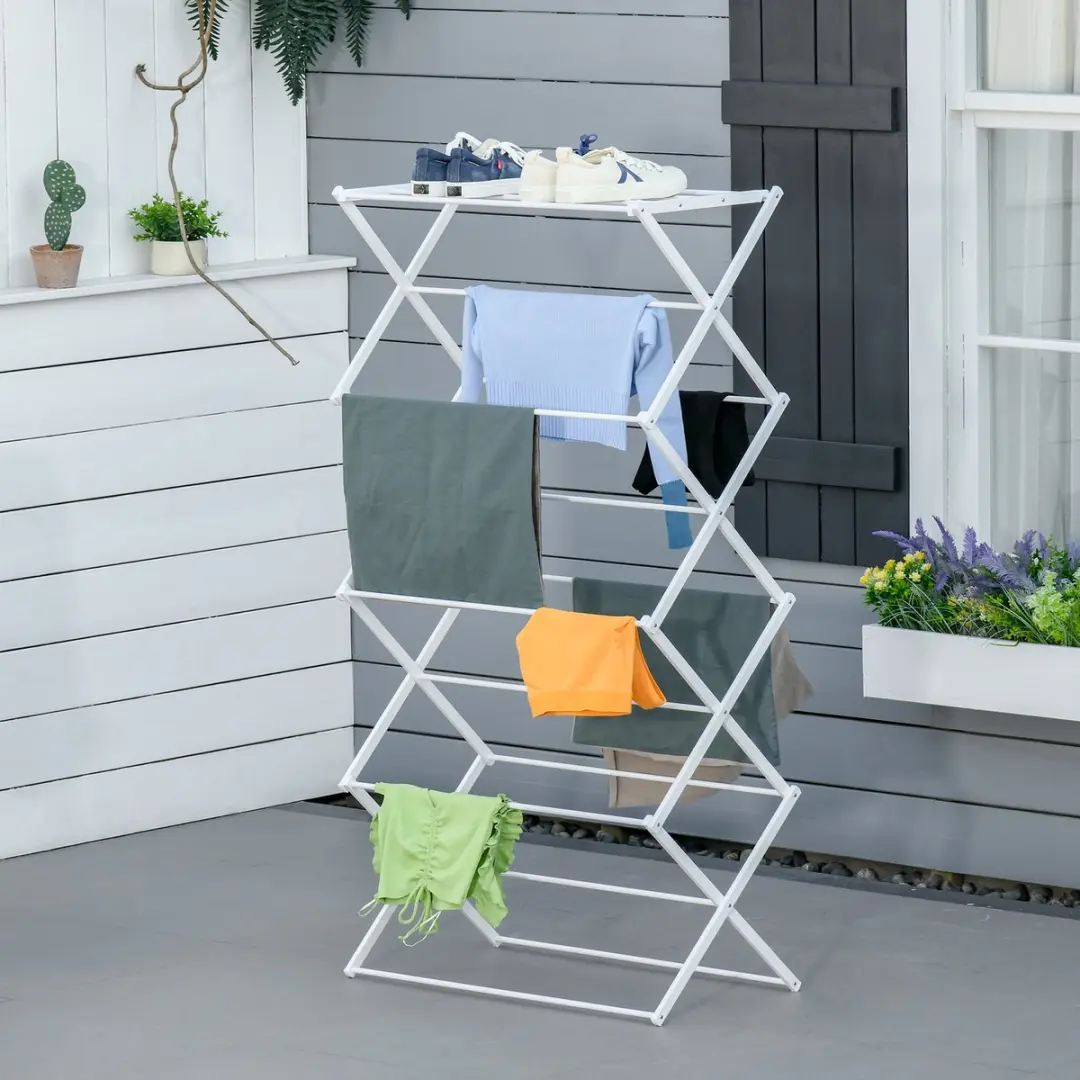 Homcom Opvouwbaar Wasrek 8-Traps 850-141 - Wit