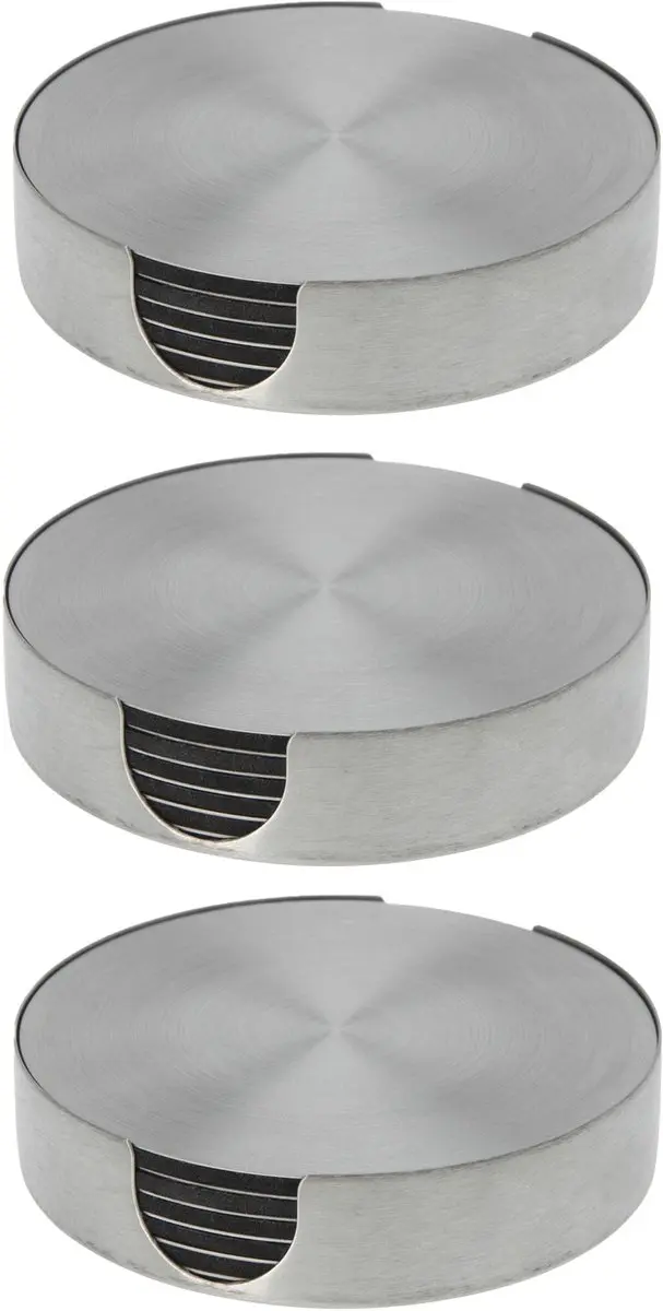 Bellatio Design Onderzetters RVS 18 Stuks - Ø10cm - Zilver