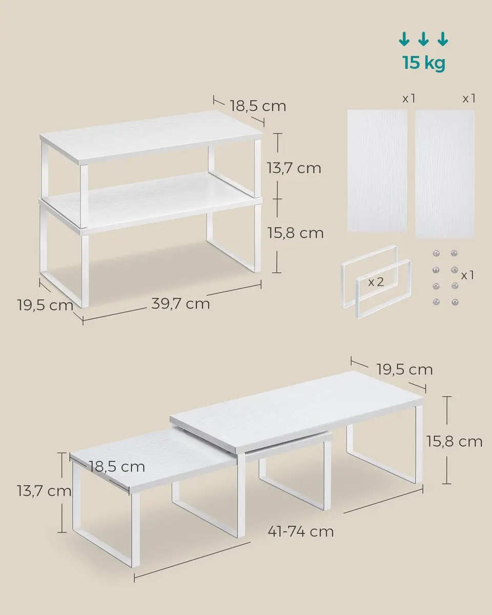 Songmics Kruidenrek 4-delig KCS028W01 - Wolkenwit