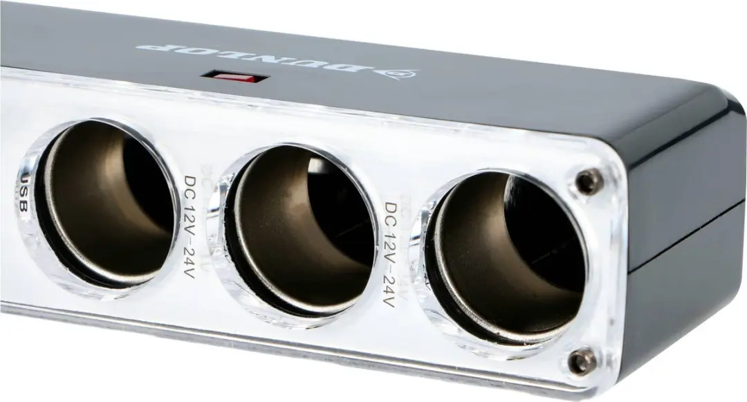 Dunlop Autolader 3-delig - RVS - 5 Outputs - Zilver/Zwart