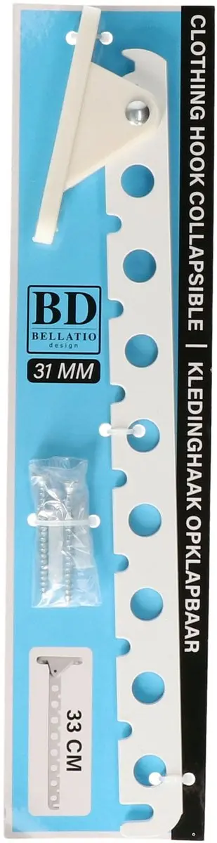 Bellatio Design Kledinghaak 3x - Inklapbaar - Wit - 33cm