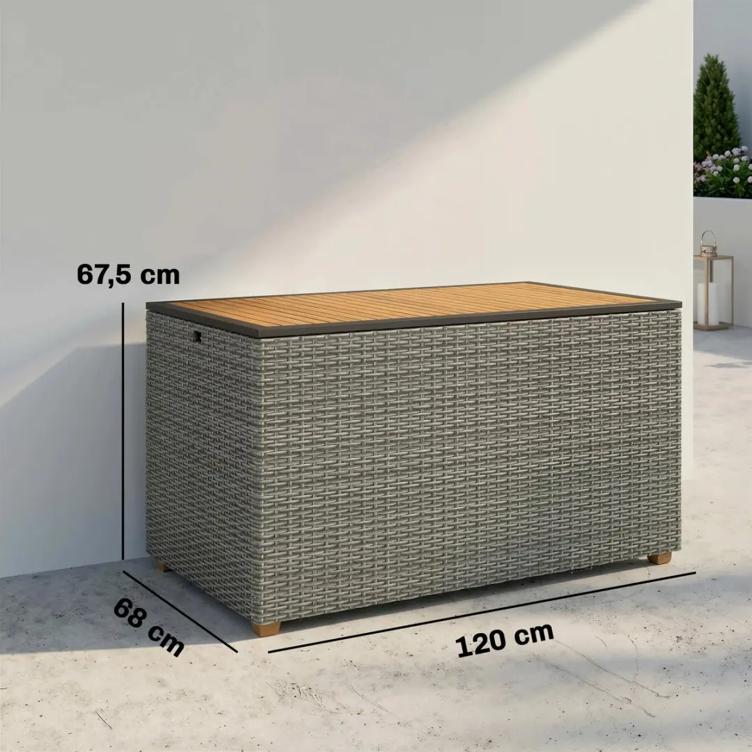Outsunny Rattan Opbergbox - 120L x 68B x 67,5H cm - Donkergrijs