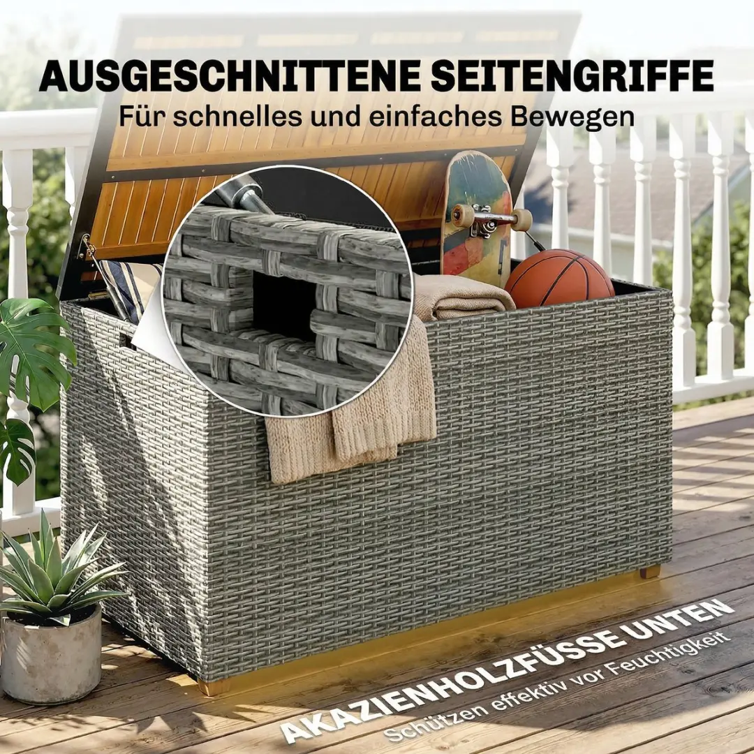 Outsunny Rattan Opbergbox - 120L x 68B x 67,5H cm - Donkergrijs