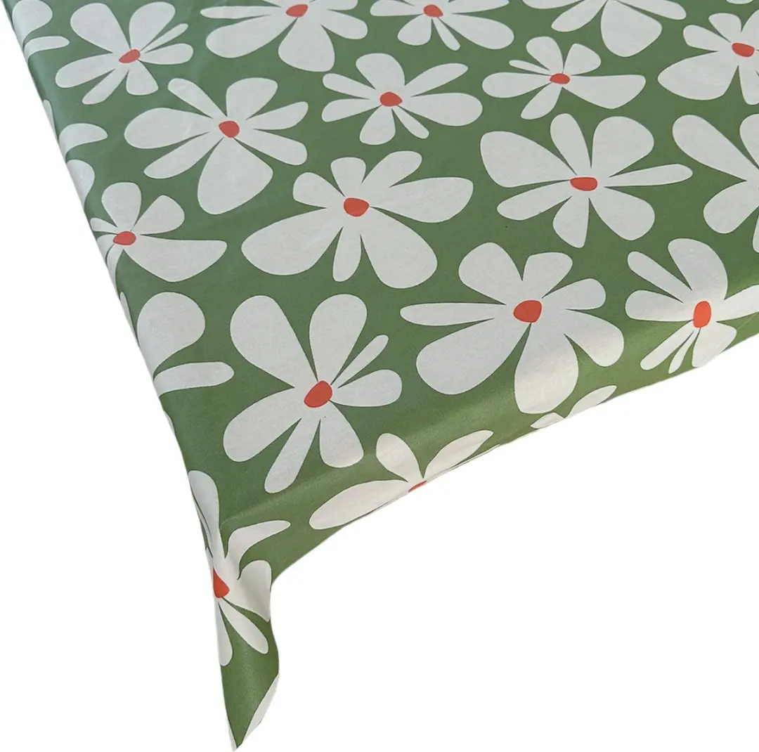 BINK Bedding Tafelkleed Flower Groen 150x145cm - Acryl gecoat Katoen