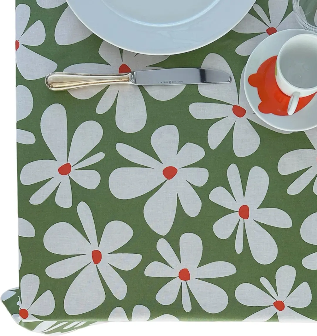 BINK Bedding Tafelkleed Flower Groen 150x145cm