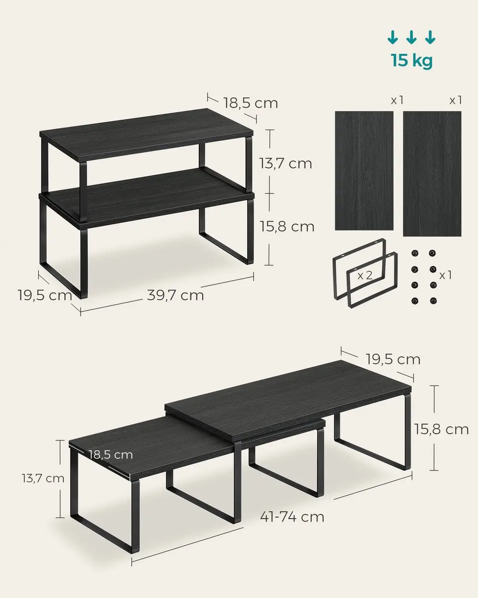 Songmics Kruidenrek Set 4 Stuks - Zwart/Antraciet - afbeelding 4 van 6