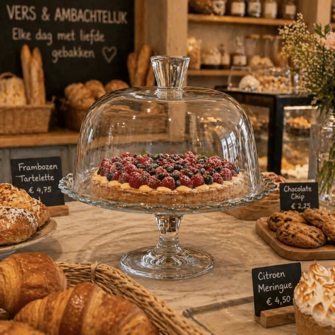 Pasabahce Taartplateau Glas 26x26cm - met deksel