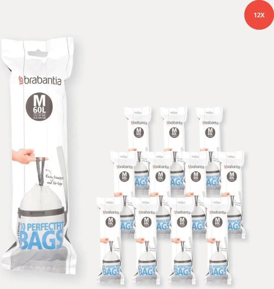 Brabantia PerfectFit Vuilniszakken 60L Code M - 120 Stuks - afbeelding 2 van 2