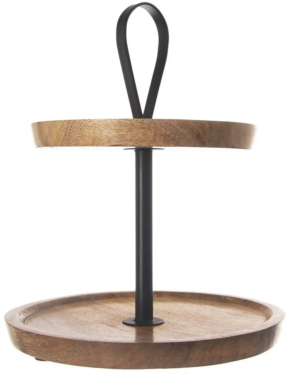 Orion Houten Etagère 2-Laags - Mango Hout - Natuur/Zwart