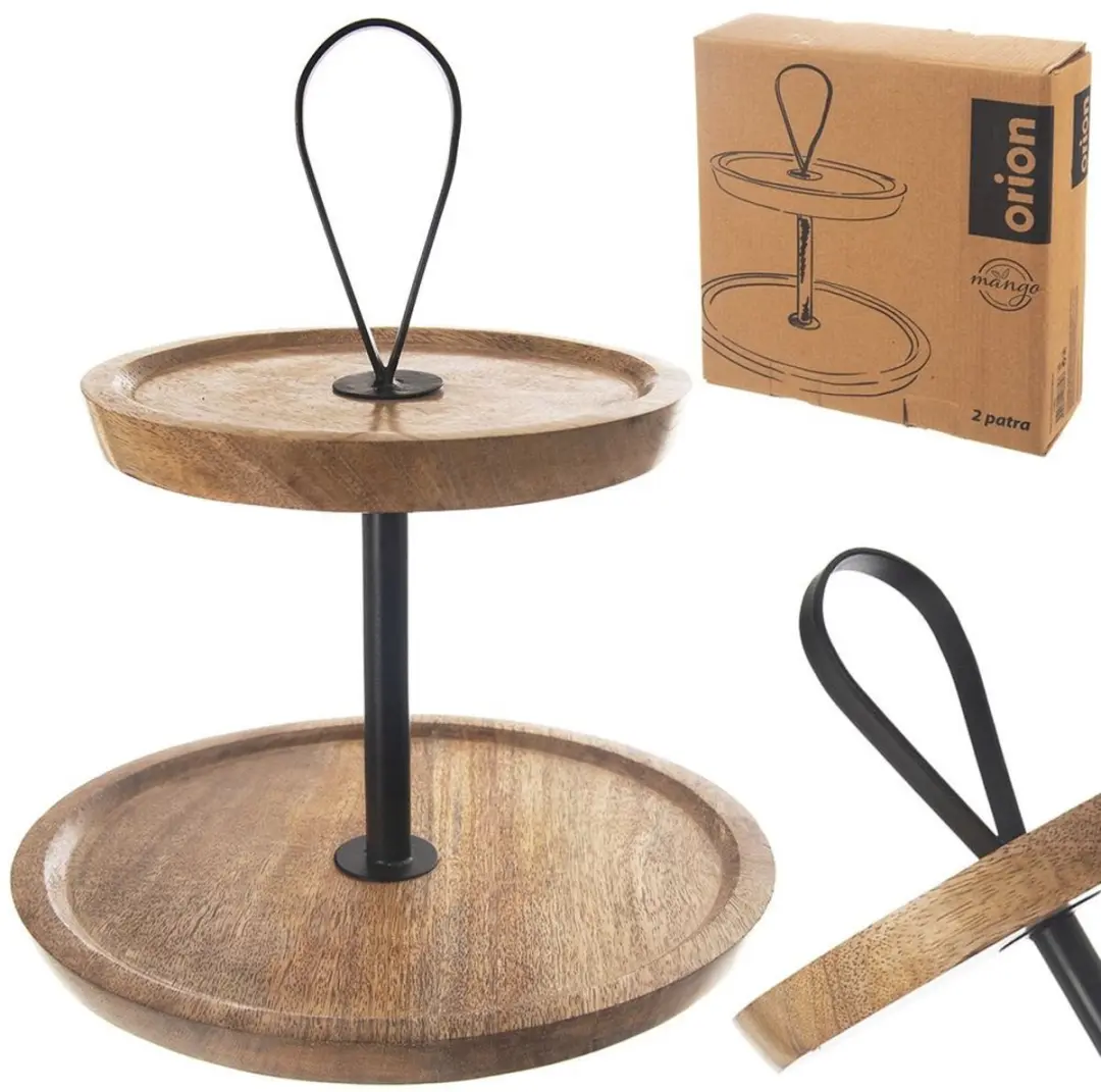 Orion Houten Etagère 2-Laags - Mango Hout - Natuur/Zwart