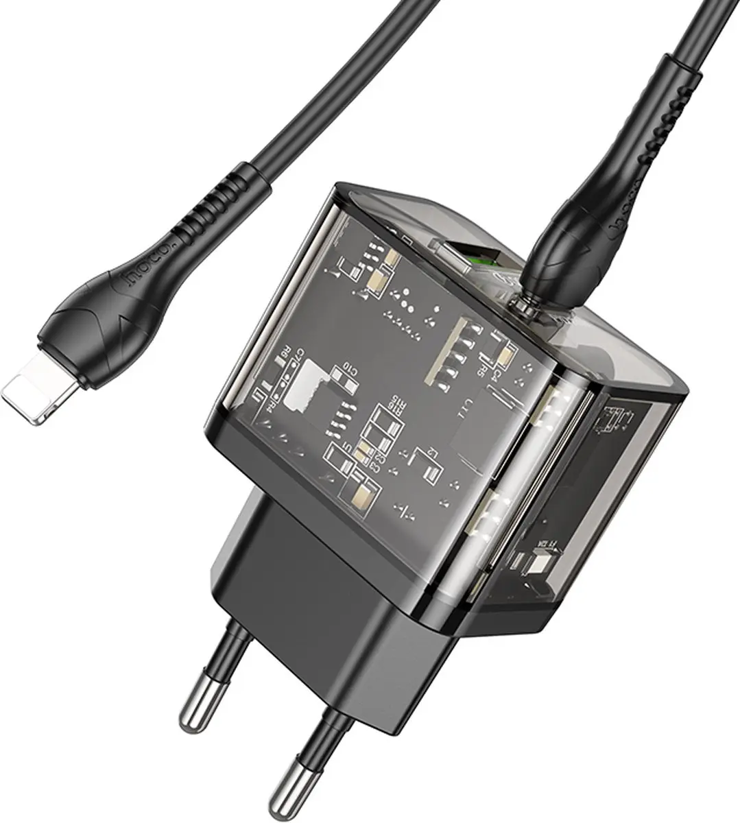 Hoco N34 Snellader 20W - USB-A & USB-C - Zwart