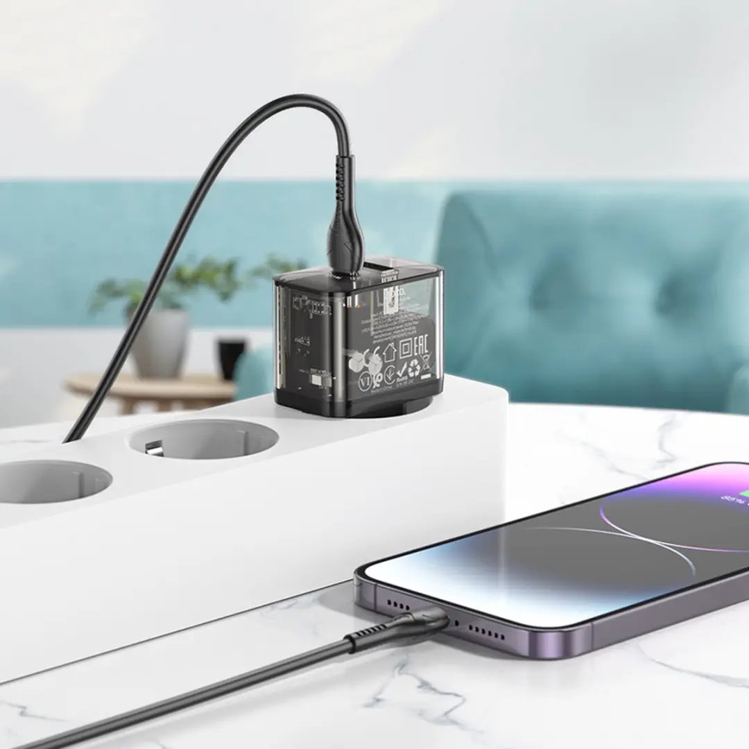 Hoco N34 Snellader 20W - USB-A & USB-C - Zwart