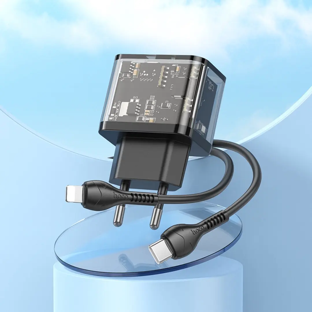 Hoco N34 Snellader 20W - USB-A & USB-C - Zwart