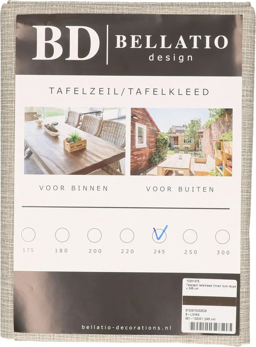Bellatio Design Tafelzeil Linnenlook 140x245cm - Taupe