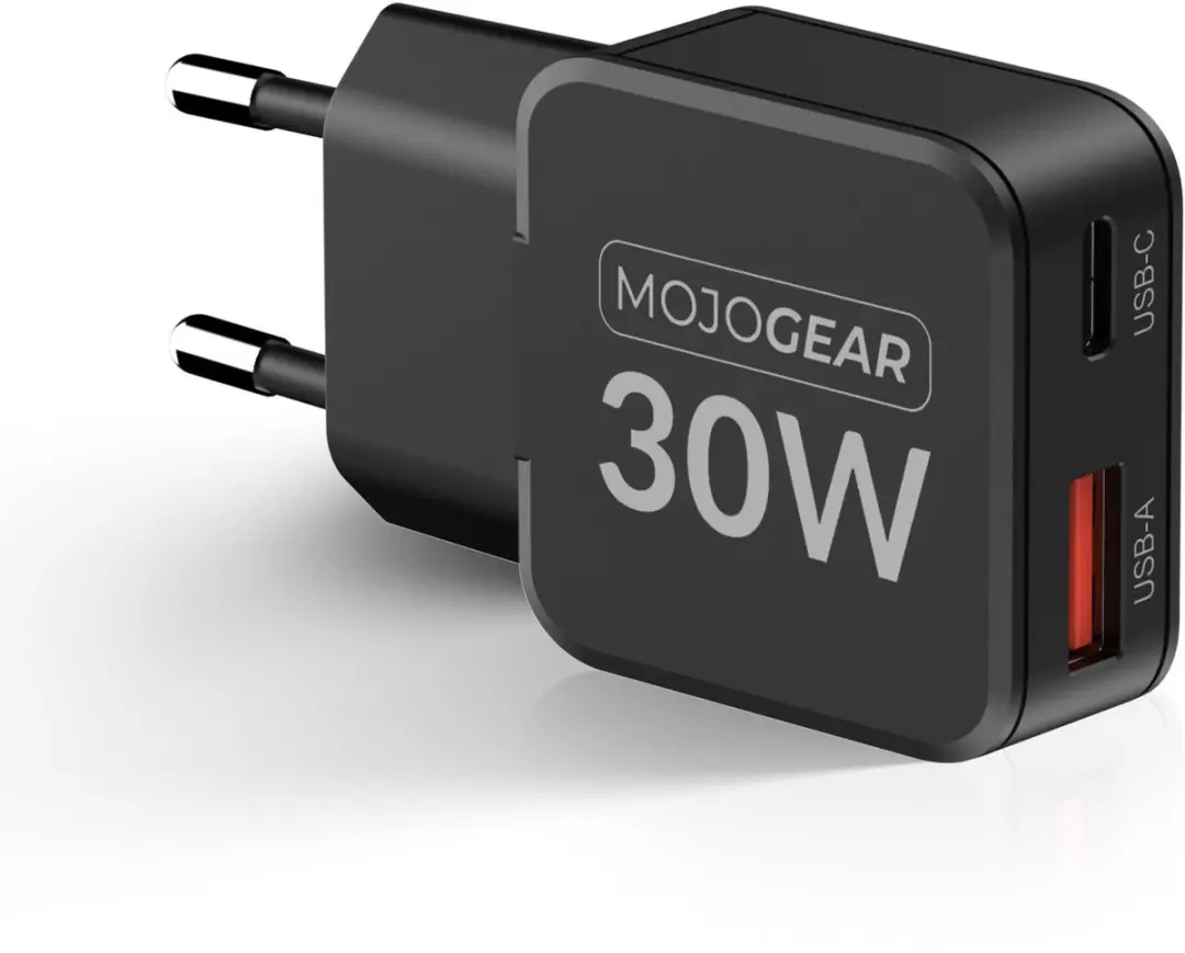 MOJOGEAR CHARGE+ Mini 30W USB-C Oplader - 2 Poorten - Zwart