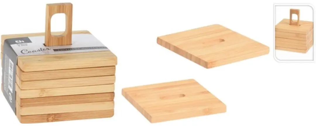 Excellent Houseware Bamboe Onderzetters 6 Stuks