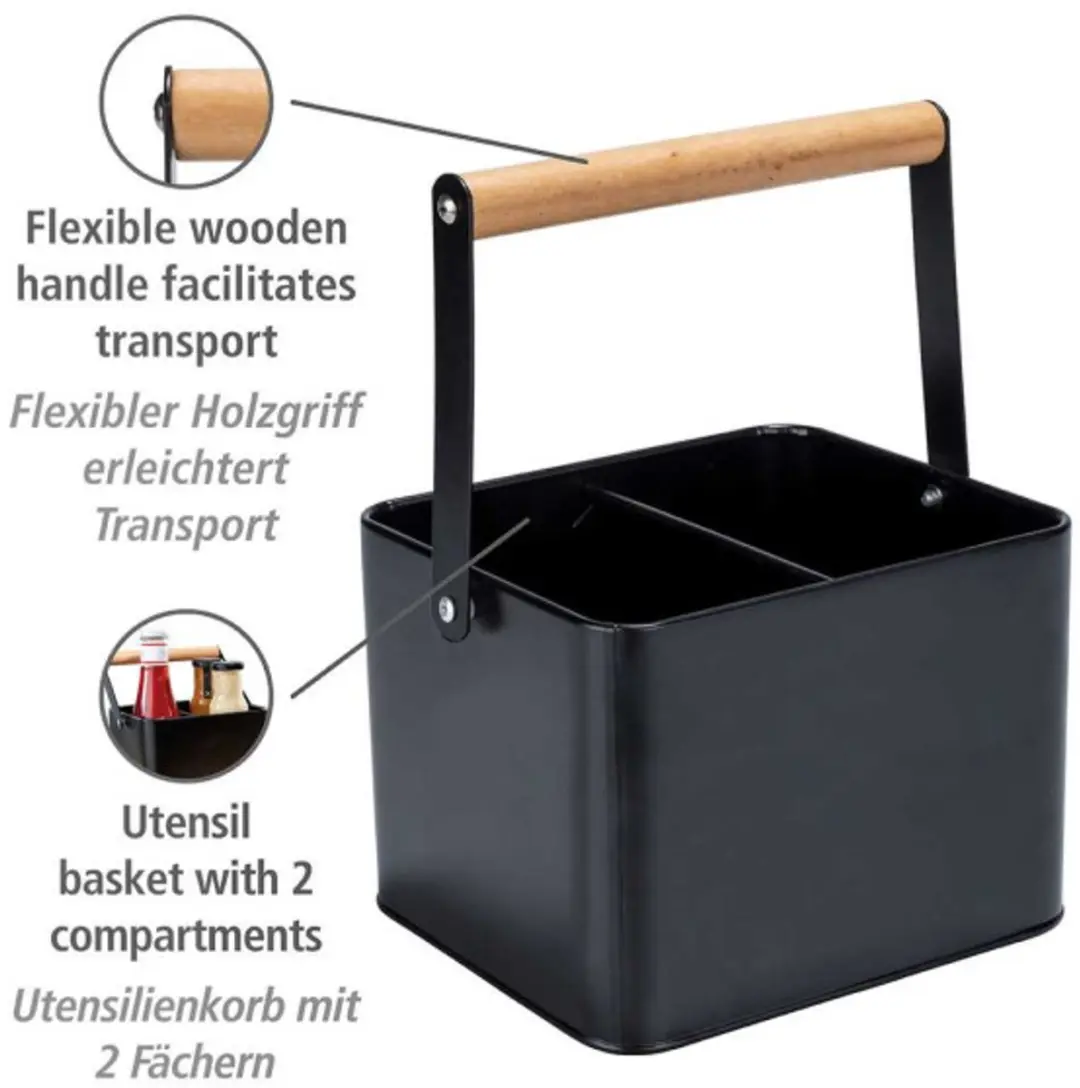 Wenko Baco Keukenmandje 6L - 3 Vakken - Zwart - afbeelding 6 van 6