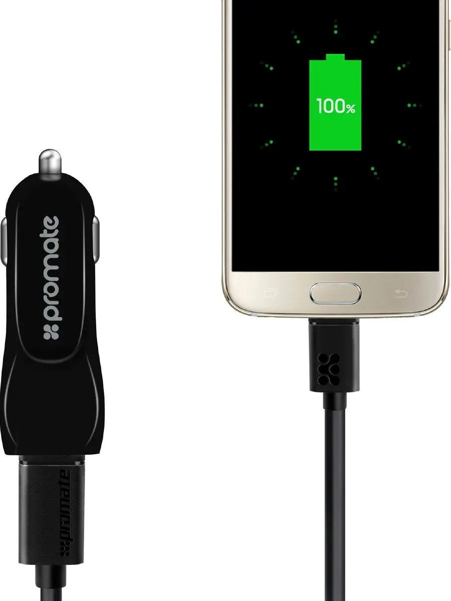 Deltaco Promate Carkit CHARGMATE-EU2DEL Autolader - 3x USB 15.5W - Zwart