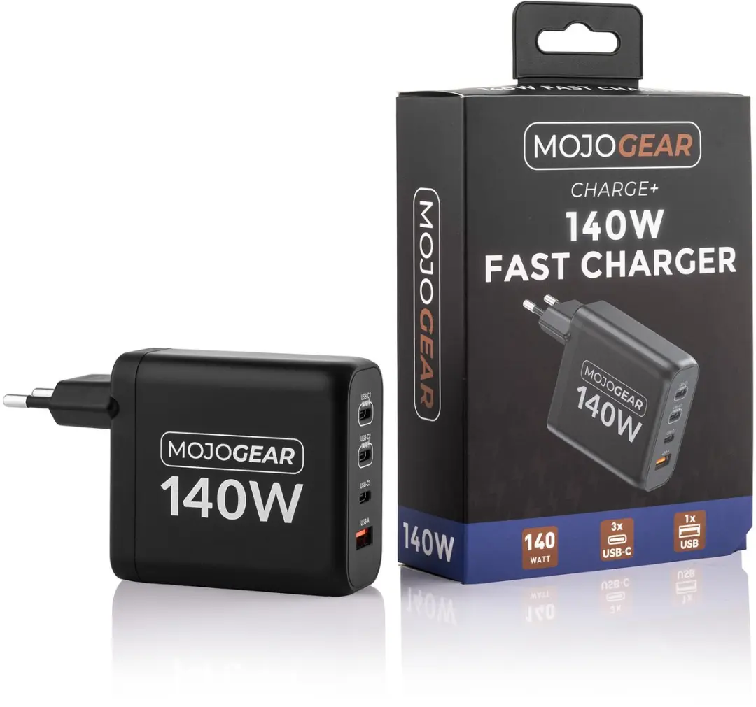 MOJOGEAR CHARGE+ MG-C02 140W Oplader - 4 Poorten USB/USB-C - Zwart