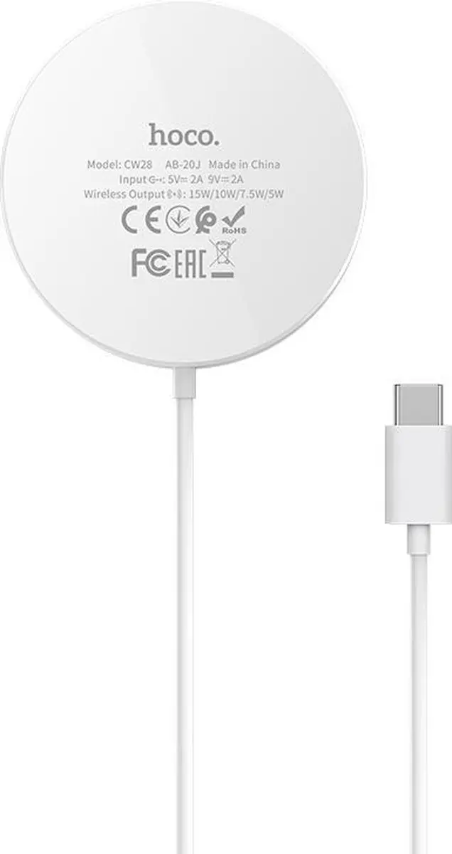 Hoco CW28 Draadloze Magsafe Oplader 15W - Wit
