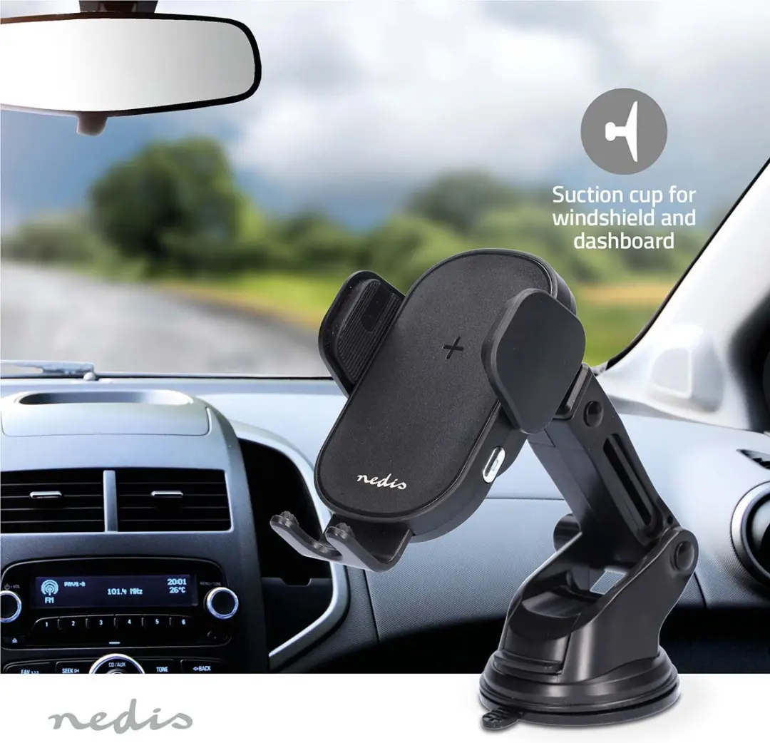 Nedis CCHAQ15W110BK Draadloze Autolader 10W - USB-C - Zwart - afbeelding 6 van 6