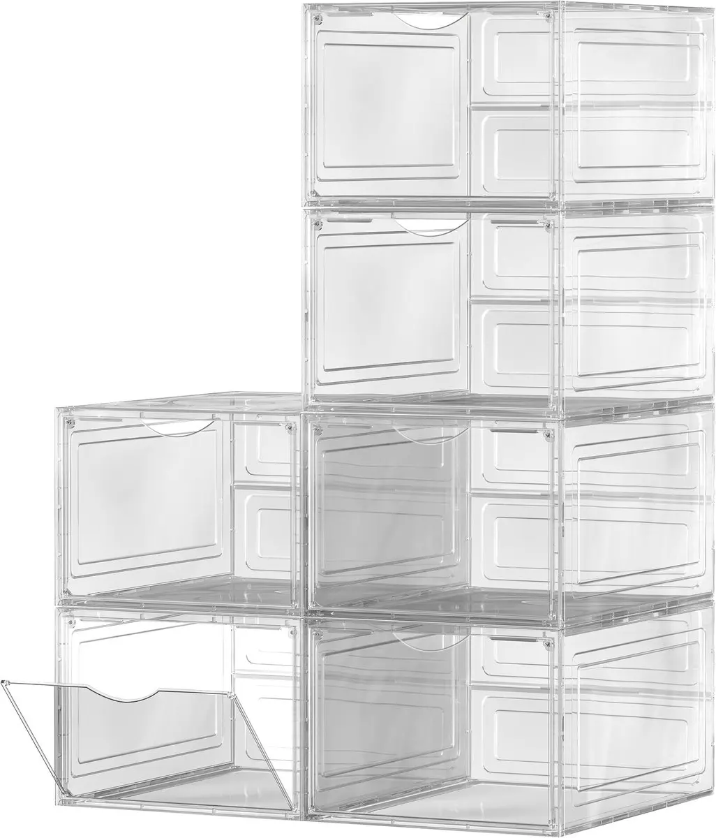 Songmics Schoenendozen Set 12 Stuks - Transparant Wit
