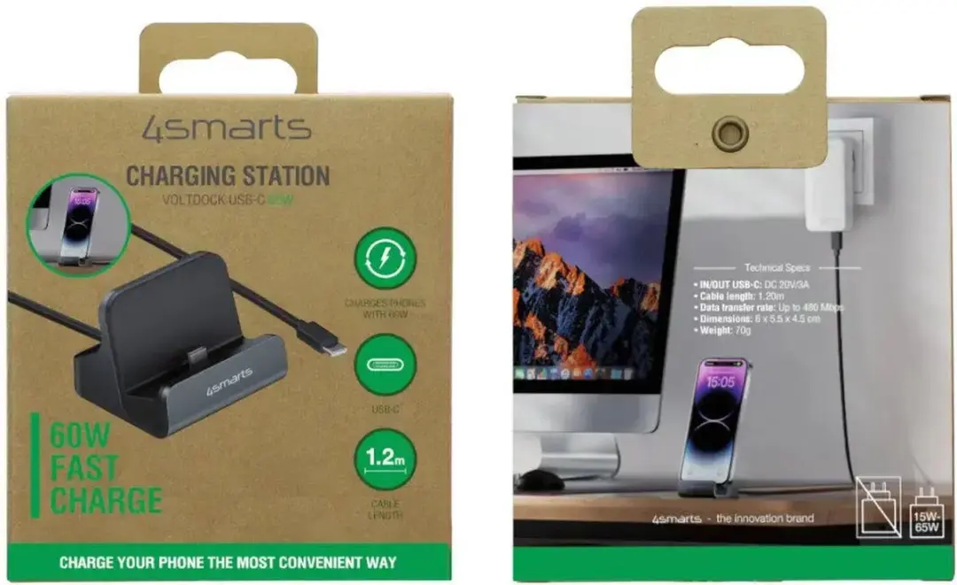 4Smarts VoltDock USB-C Houder 60W - Grijs