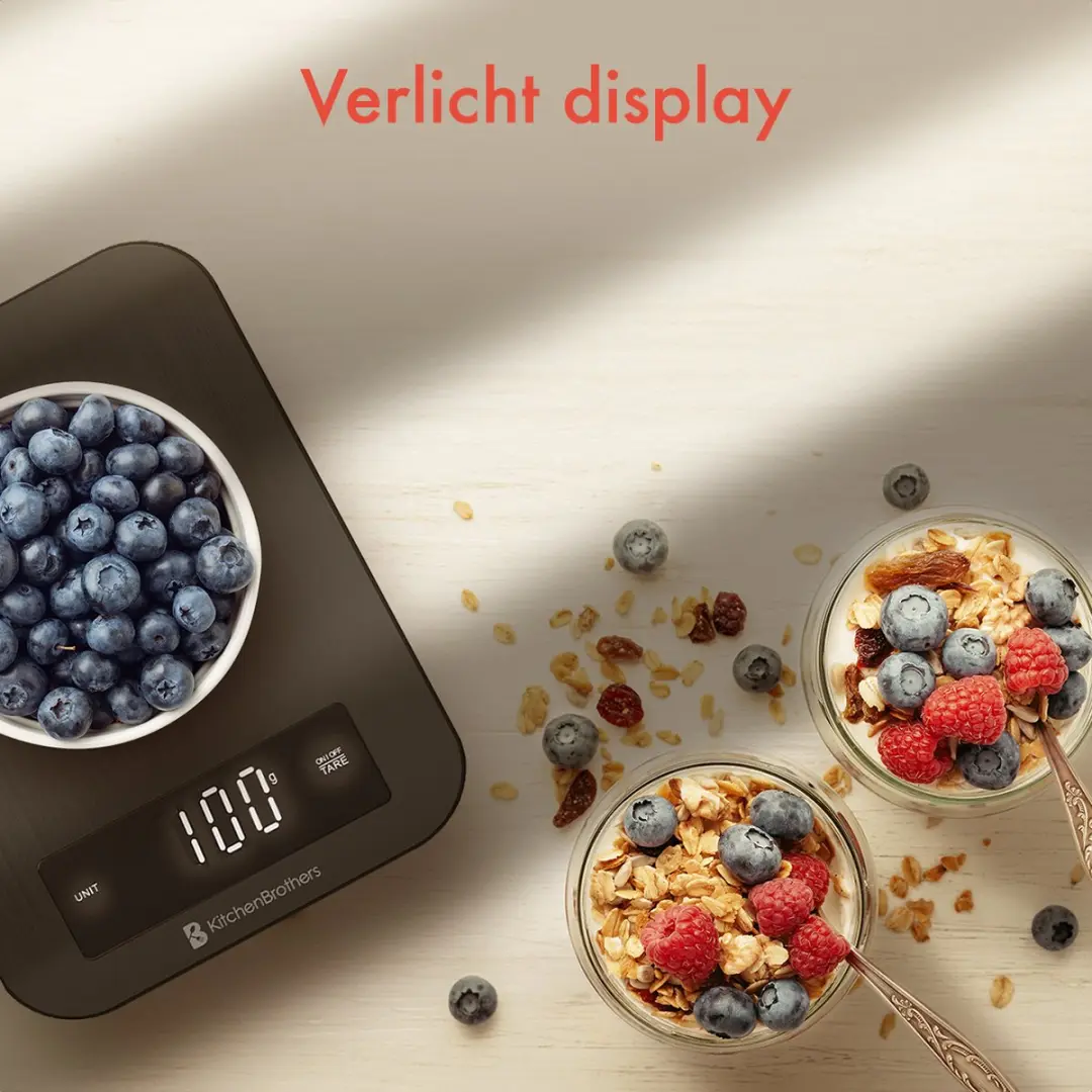 KitchenBrothers AU4010 Keukenweegschaal - Digitaal 1g-10kg - RVS Gunmetal Black