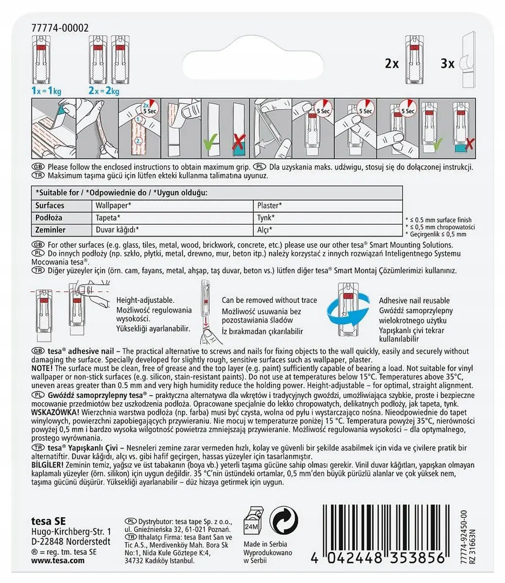 Tesa Zelfklevende Nagel 2x1kg - Wit