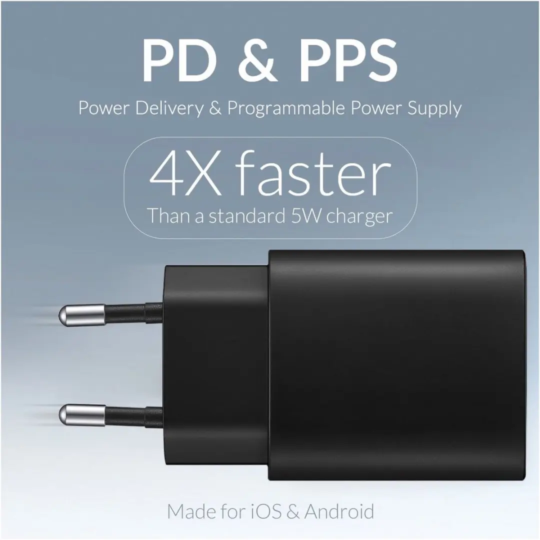 Mobilize 25W Power Delivery Oplader MOBWC011 - USB-A/USB-C - Zwart