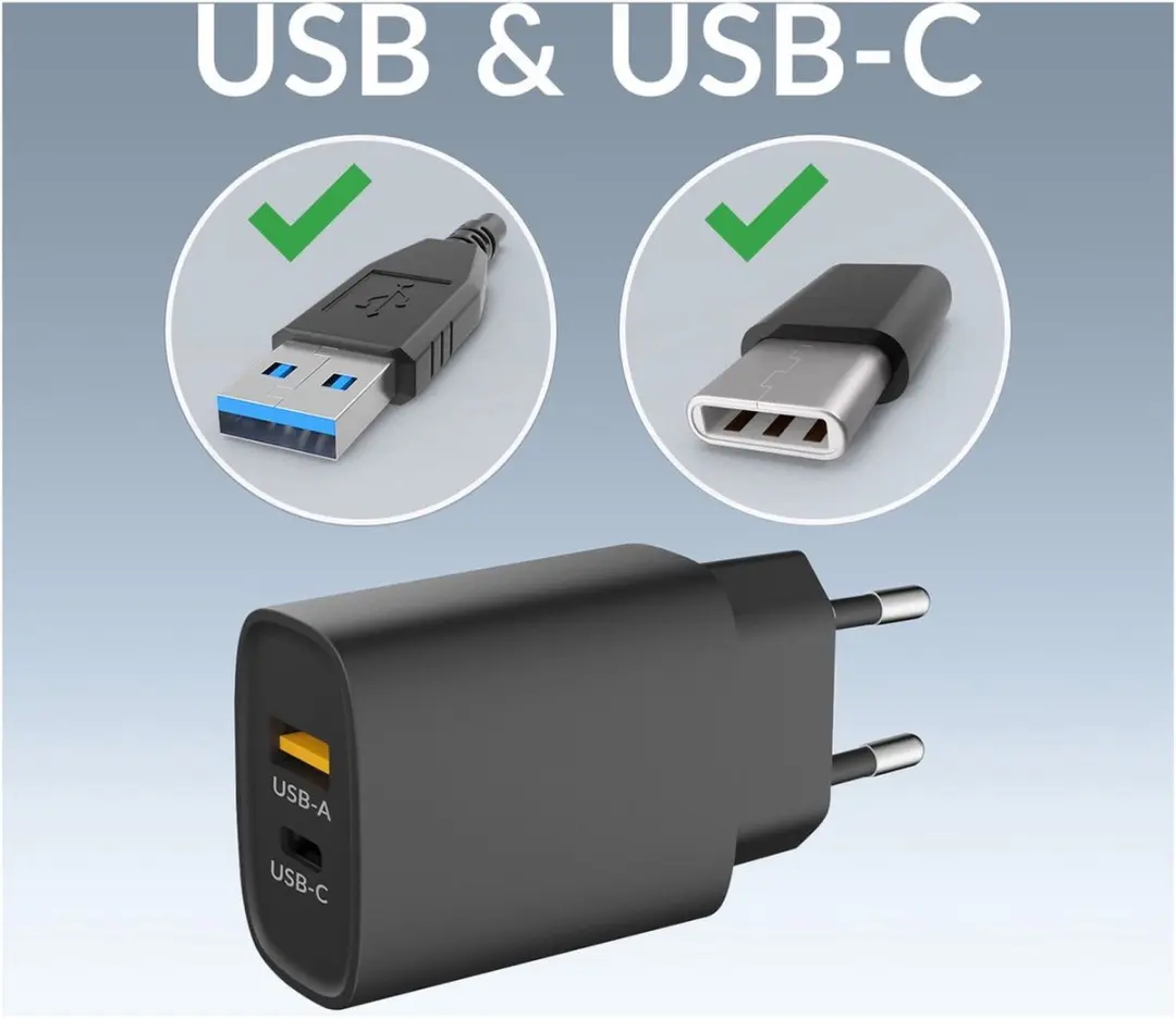 Mobilize 25W Power Delivery Oplader MOBWC011 - USB-A/USB-C - Zwart