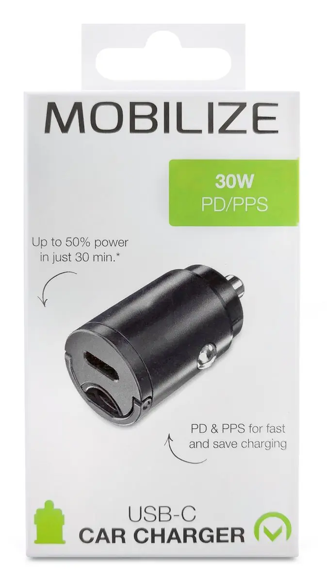 Mobilize MOBCC001 USB-C Autolader 30W - Zwart - afbeelding 6 van 6