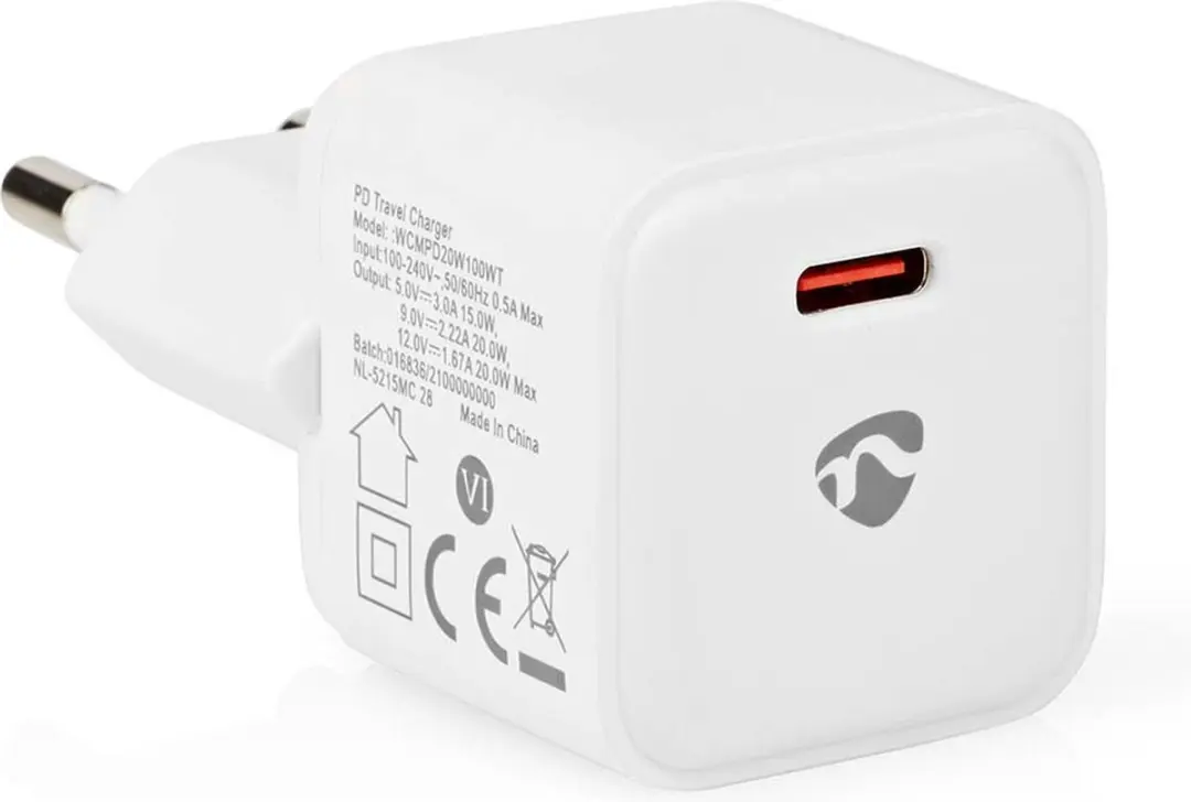 Nedis WCMPD20W100WT Oplader 20W - USB-C - Wit