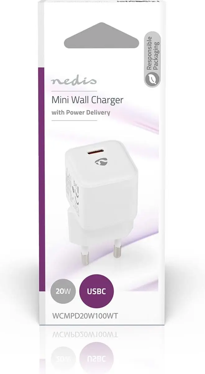 Nedis WCMPD20W100WT Oplader 20W - USB-C - Wit