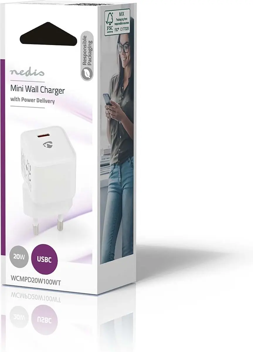 Nedis WCMPD20W100WT Oplader 20W - USB-C - Wit - afbeelding 6 van 6
