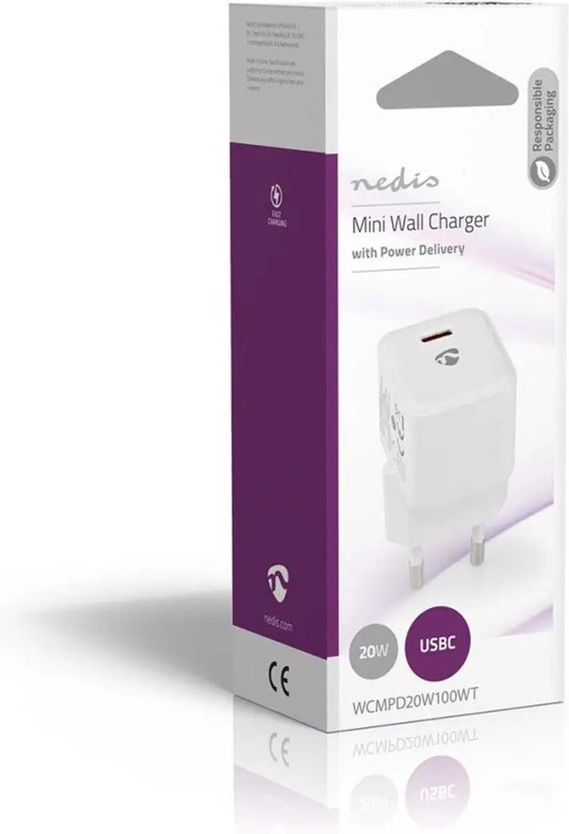 Nedis WCMPD20W100WT Oplader 20W - USB-C - Wit