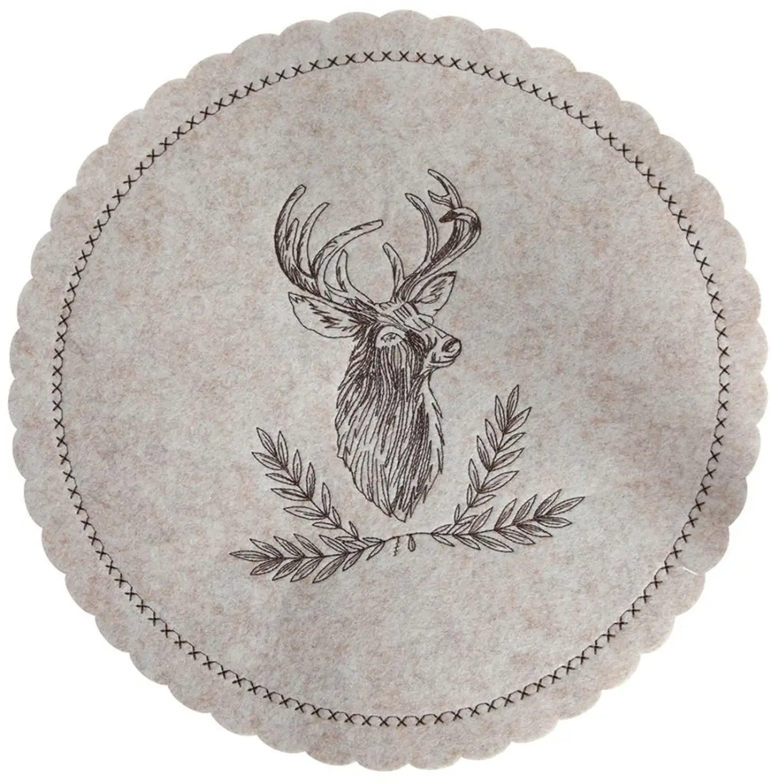 Placemat rendier vilt beige Ø35cm