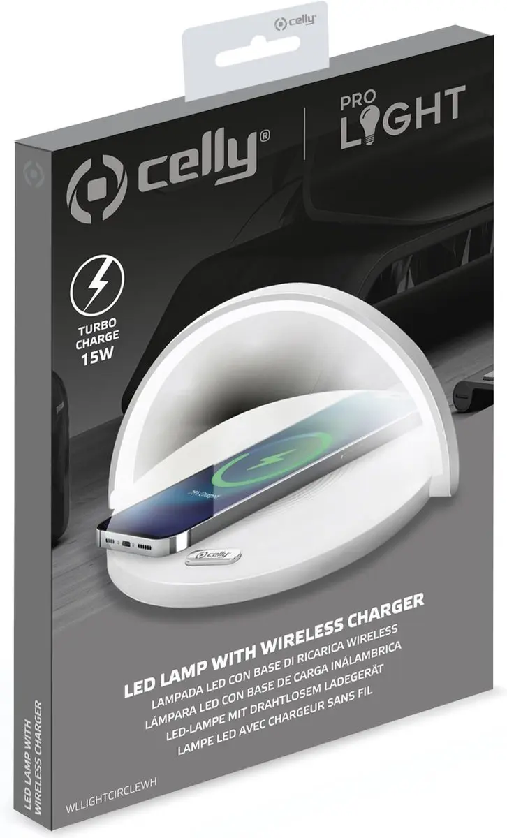 Celly ProLight WLLIGHTCIRCLE Draadloze Oplader 15W - Wit - afbeelding 6 van 6