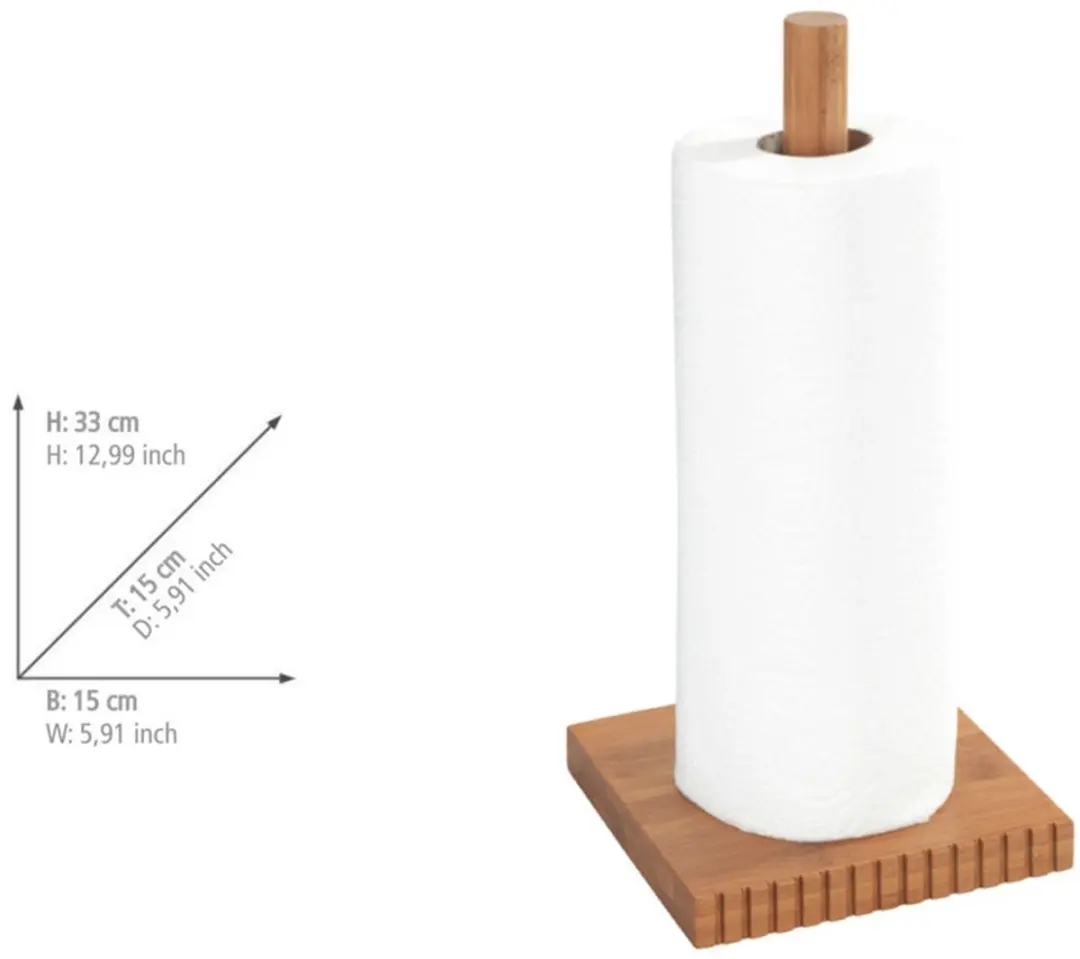 Wenko Bamboe Keukenrolhouder 15x33cm - Hout - afbeelding 2 van 6