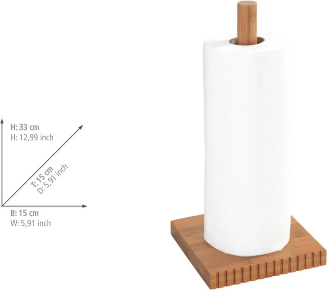 Wenko Bamboe Keukenrolhouder 15x33cm - Hout - afbeelding 3 van 6