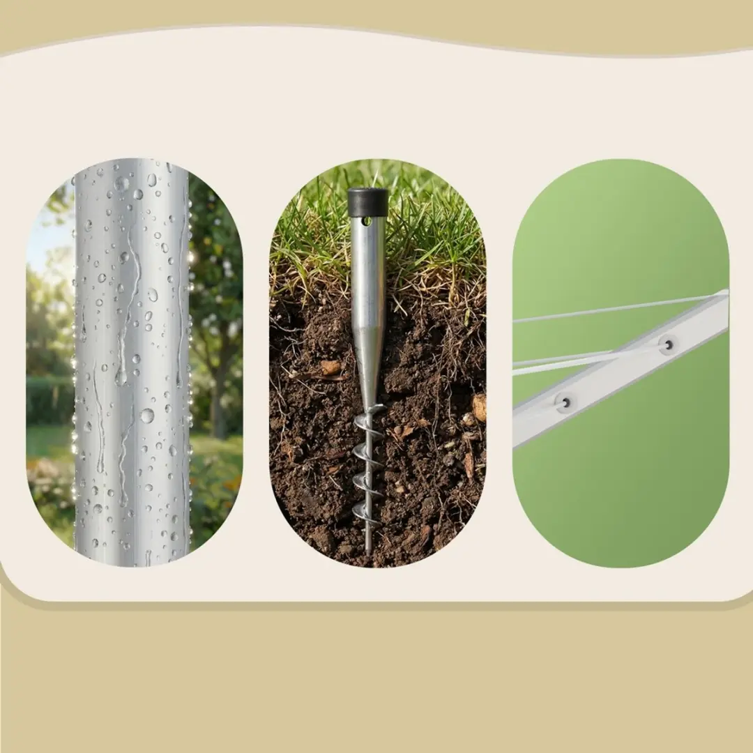 Songmics Wasrek Droogmolen Zilvergroen - Aluminium - Met Grondanker