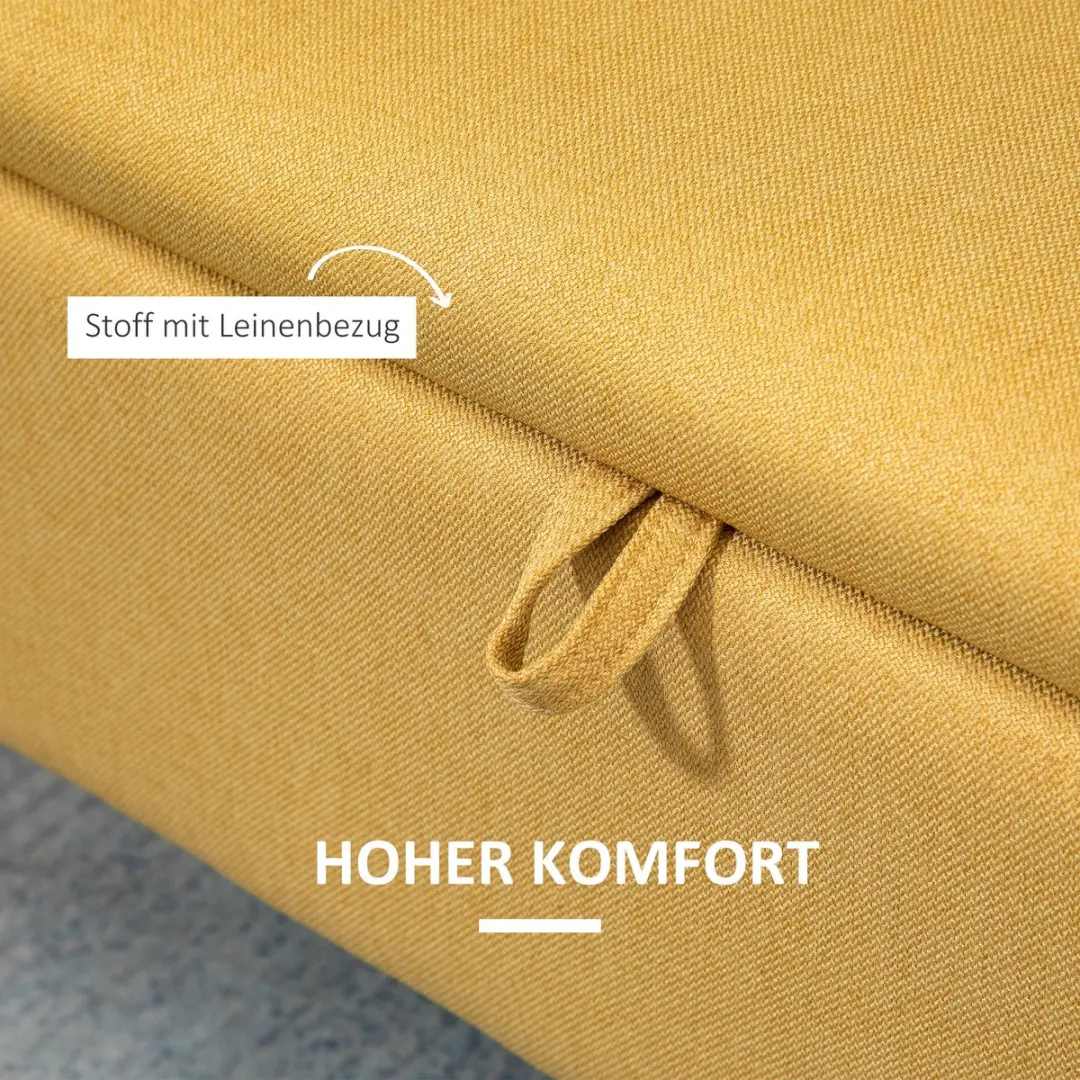 Homcom Opbergbank - 101x38,5x44,5cm - Geel - afbeelding 6 van 6