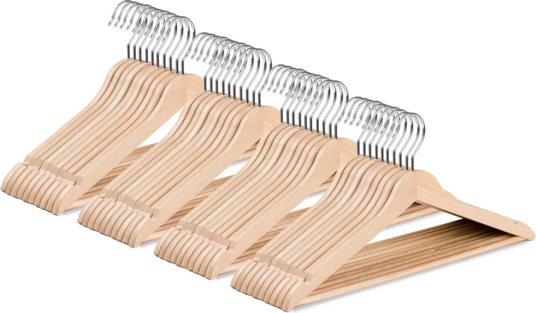 Wicotex Houten Kledinghanger Set 40 Stuks - Naturel