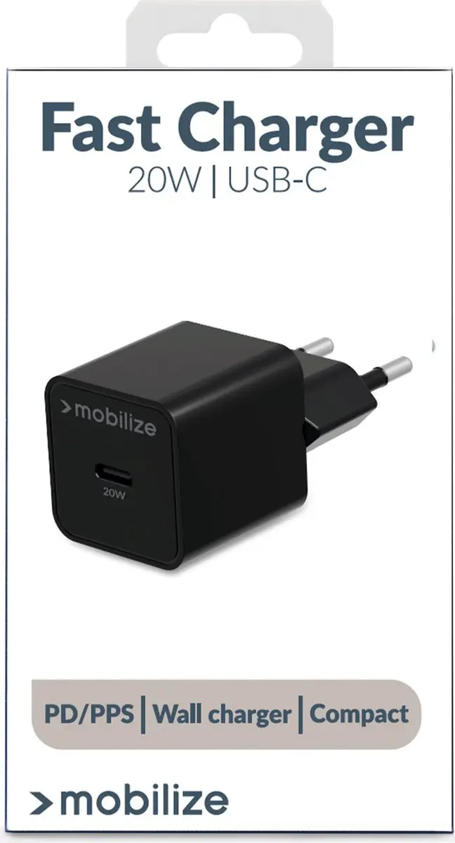 Mobilize MOBWC002 USB-C Oplader 20W - Zwart