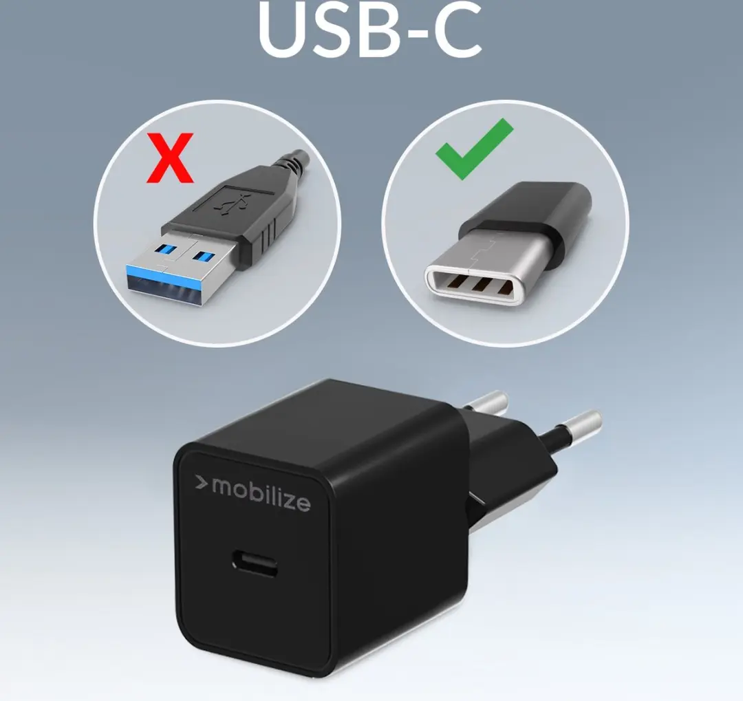 Mobilize MOBWC002 USB-C Oplader 20W - Zwart - afbeelding 6 van 6