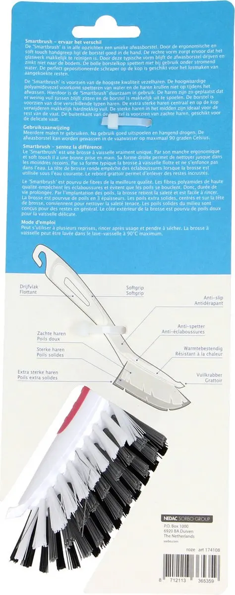 Sorbo Smartbrush Afwasborstel - 2 Stuks - Roze/Blauw