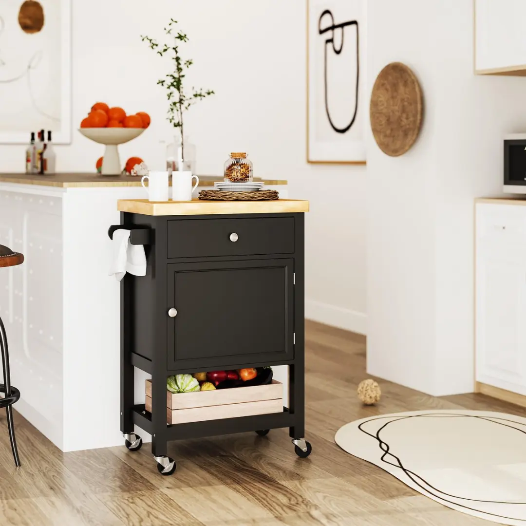 Homcom Keukenwagen 63,5x40x90cm - Zwart